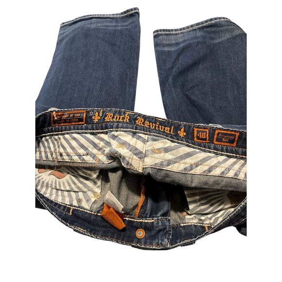 Rock Revival Mens Dark Wash Sebastian Boot Cut Denim Jeans Size 40 - Picture 3 of 11
